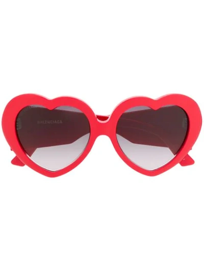 Shop Balenciaga Susi Heart Sunglasses In Red