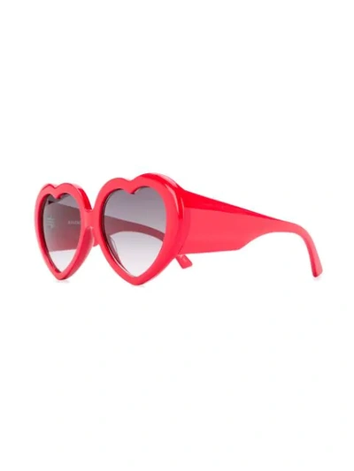 Shop Balenciaga Susi Heart Sunglasses In Red