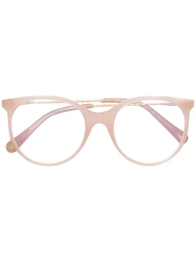 Shop Chloé Frozen Frame Glasses In Nude & Neutrals
