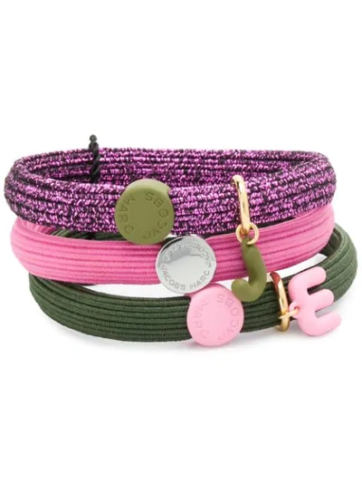 Shop Marc Jacobs Three-pack Elastic Hairbands In Pink