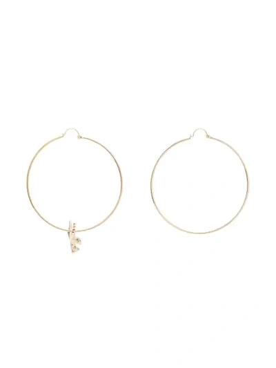 ANTON HEUNIS EAGLE HOOP EARRINGS - 金色