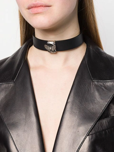 Shop Alexander Mcqueen Butterfly Choker In Black