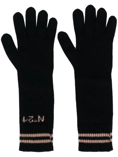 Shop N°21 Nº21 Long Logo Gloves - Black
