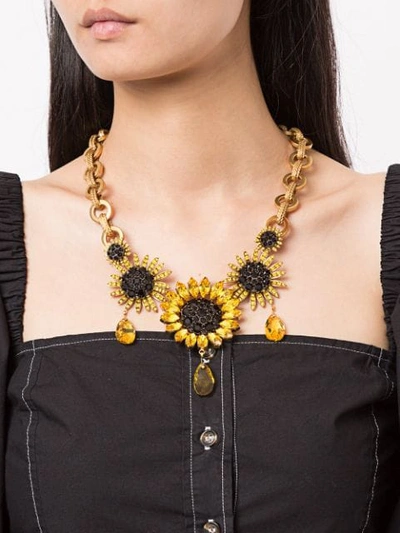 Shop Dolce & Gabbana Large Sunflowers Necklace In Yellow