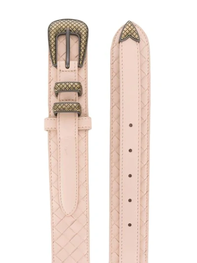 Shop Bottega Veneta Intrecciato Weave Buckle Belt In Pink