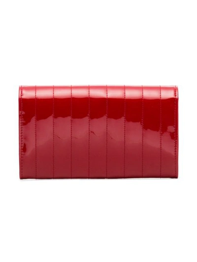 Shop Saint Laurent Red Logo Plaque Patent Leather Wallet