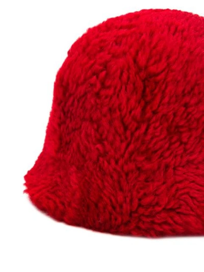 Shop Holland & Holland Curved Shearling Hat In Red