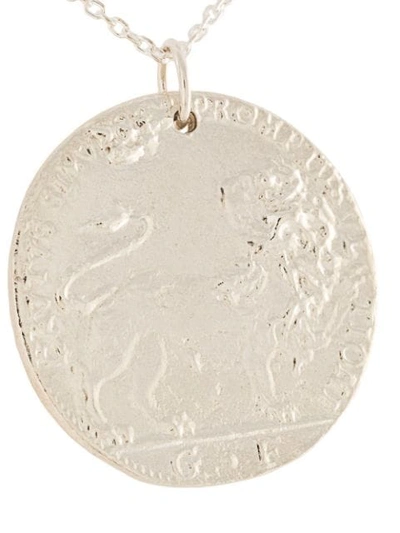 Shop Alighieri Snow Lion Medallion Necklace In Silver