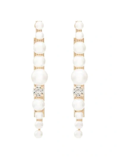 Shop Anton Heunis Pearl And Crystal Drop Earrings In White