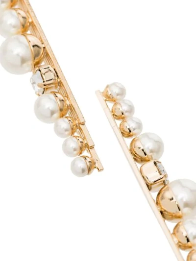 ANTON HEUNIS PEARL AND CRYSTAL DROP EARRINGS - 白色