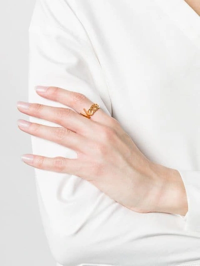 Shop Versace Logo Wraparound Ring In Gold