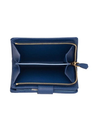 Shop Prada Medium Saffiano Leather Wallet In Blue