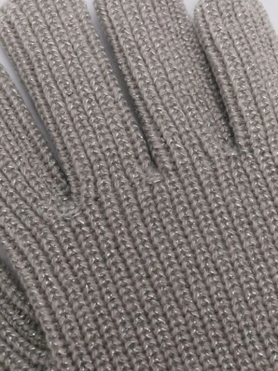 Shop Fabiana Filippi Ribbed Knit Gloves - Grey