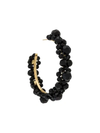 Shop Simone Rocha Beaded Hoop Earrings In Crystal Jet