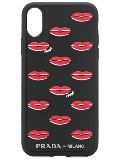 Shop Prada Lip Motif Iphone X Cover In Black