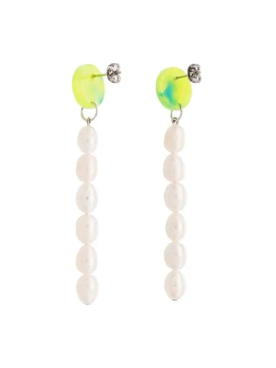 GREEN AMETHYST AND PEARL DROP EARRINGS