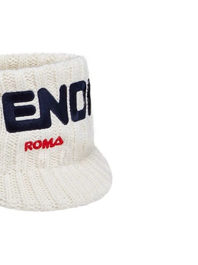 Shop Fendi Mania Logo Knitted Headband - White
