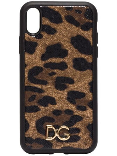 Shop Dolce & Gabbana Leopard-print Iphone Xr Case In Brown