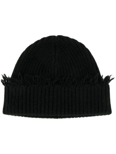 Shop Alanui Frayed-edge Beanie In Black