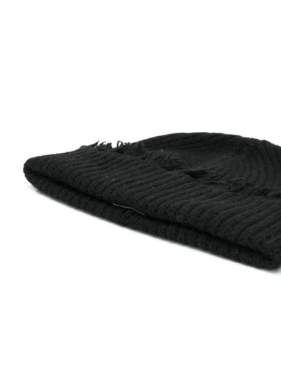 Shop Alanui Frayed-edge Beanie In Black