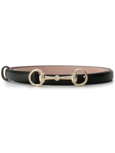 Shop Gucci Horsebit Detail Belt In Black