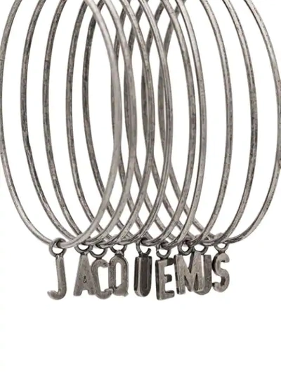 Shop Jacquemus Logo Hoop Earrings In Silver