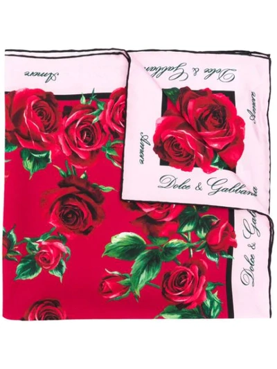 Shop Dolce & Gabbana Floral Silk Scarf In Pink