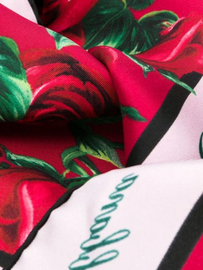 Shop Dolce & Gabbana Floral Silk Scarf In Pink