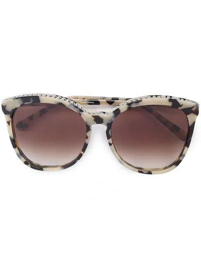 Shop Stella Mccartney Brown And Beige Tortoiseshell Chain Trimmed Sunglasses