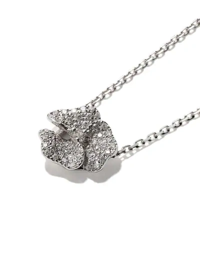 Shop As29 18kt White Gold Roselia Flower Medium Diamond Necklace In Silver