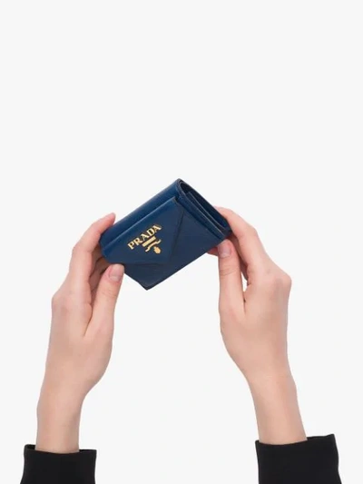 Shop Prada Logo-plaque Envelope Wallet In Blue