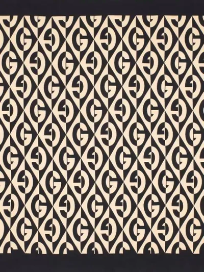Shop Gucci G Rhombus Print Silk Scarf In 9260 Nero