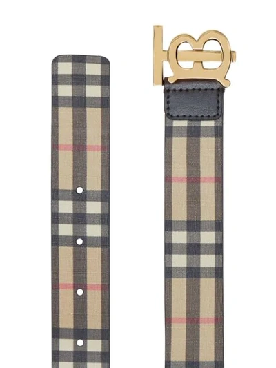 Shop Burberry Monogram Motif Check Belt In Yellow