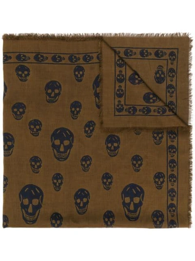Shop Alexander Mcqueen Skull Scarf In 3268 Loden/blue