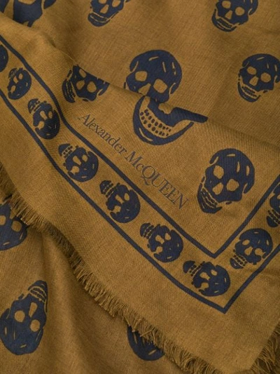 Shop Alexander Mcqueen Skull Scarf In 3268 Loden/blue