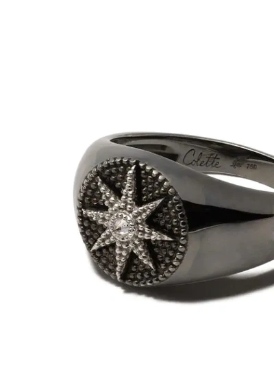 Shop Colette 18kt Black Gold Diamond Star Signet Ring