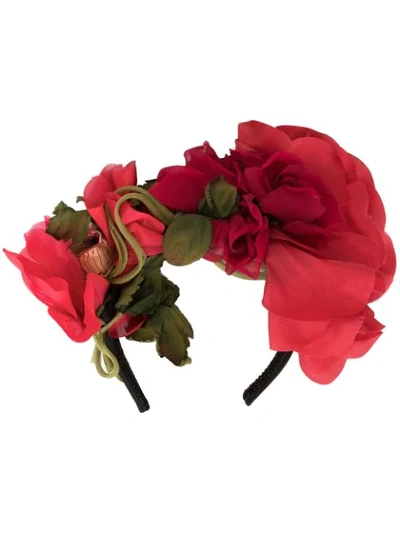 Shop Dolce & Gabbana Floral Embellished Hairband In S8400 Embroidered