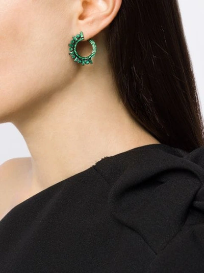 COLETTE 18KT BLACK GOLD EMERALD HOOP EARRINGS