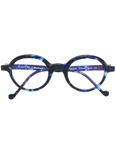 Shop Res Rei Patterned Round Glasses - Blue