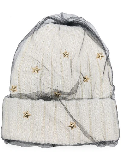 Shop Ca4la Mesh Star-embellished Beanie Hat - White