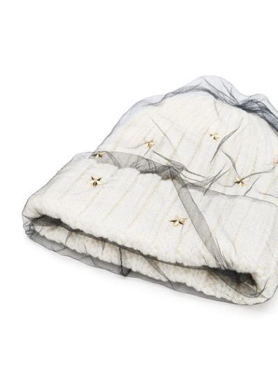 Shop Ca4la Mesh Star-embellished Beanie Hat - White