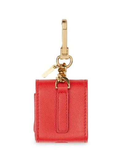 Shop Burberry Grainy Leather Earphone Case In Red