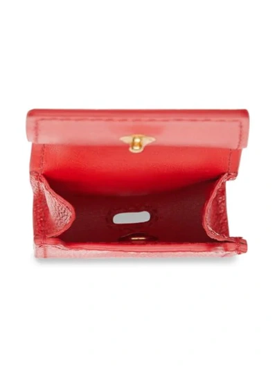 Shop Burberry Grainy Leather Earphone Case In Red