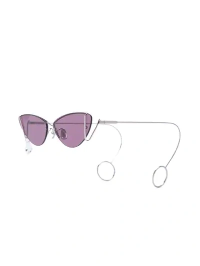 Shop Justine Clenquet Laurie Cat Eye Sunglasses In Palladium/purple