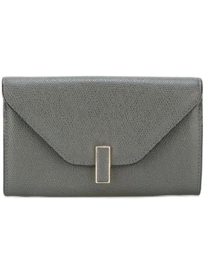 Shop Valextra Iside Small Grained Wallet - Grey