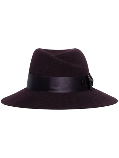 Shop Maison Michel Virginie Bow-detail Hat In Dark Pruple