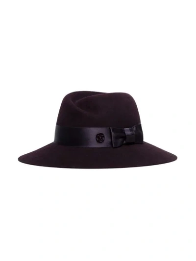 Shop Maison Michel Virginie Bow-detail Hat In Dark Pruple