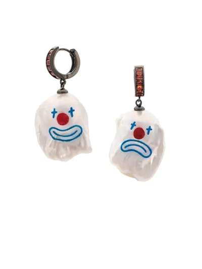 Shop Jiwinaia Happy & Sad Clown Earrings In Pink