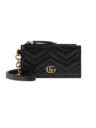 Shop Gucci Gg Marmont Card Holder In Black