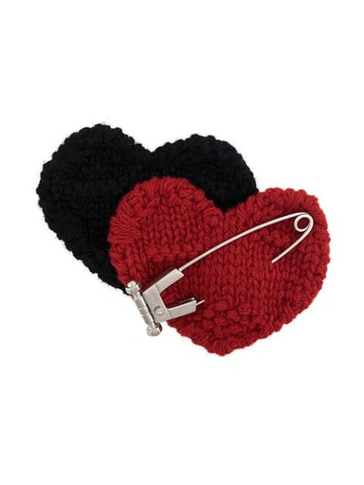 PRADA KNITTED HEART BROOCH - 黑色